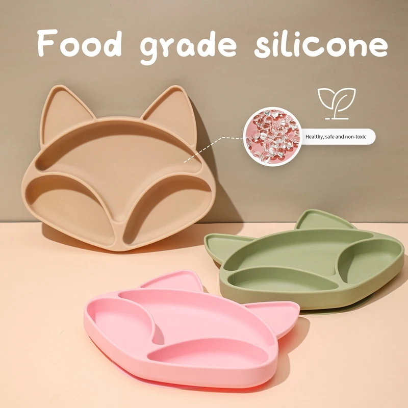 Силиконовая детская силиконовая тарелка мультяшный Лисий медведь