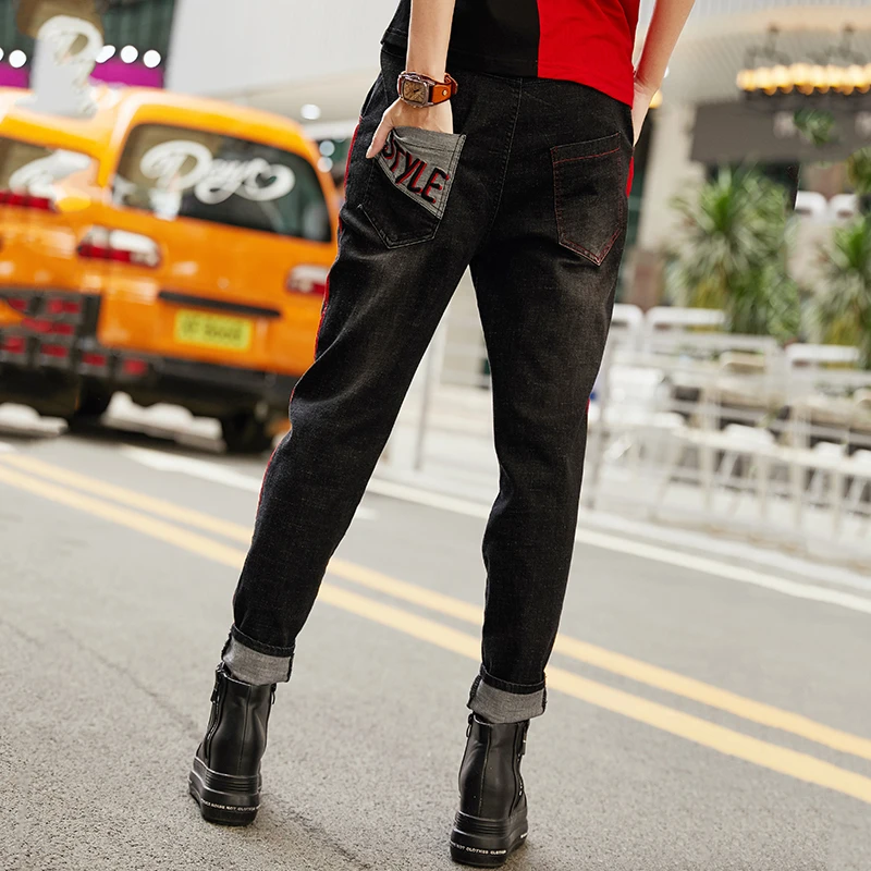 Женские джинсовые брюки Max LuLu черные винтажные рваные брюки-султанки в Корейском