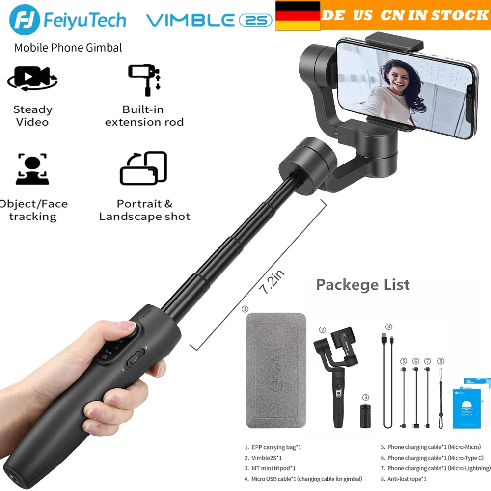 Ручной штатив-Стабилизатор FeiyuTech Vimble 2S для смартфона со стойкой 180 мм |