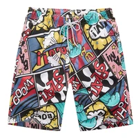 latest design plus size 5xl short pants men comic printed summer casual beach board shorts