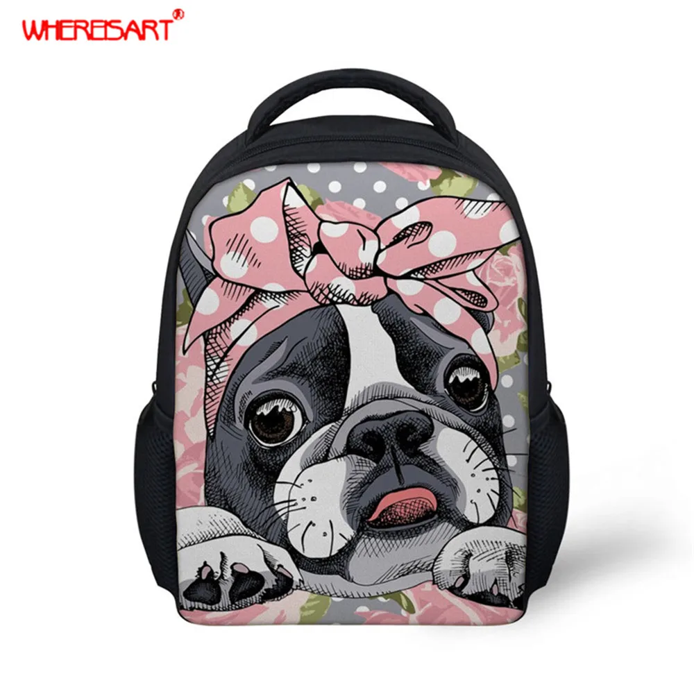 

WHEREISART Kids Colorful Boston Terrie School Mini Size Bags for Teen Girls Toddler Casual Shoulder Bags Children/Bady Backpacks