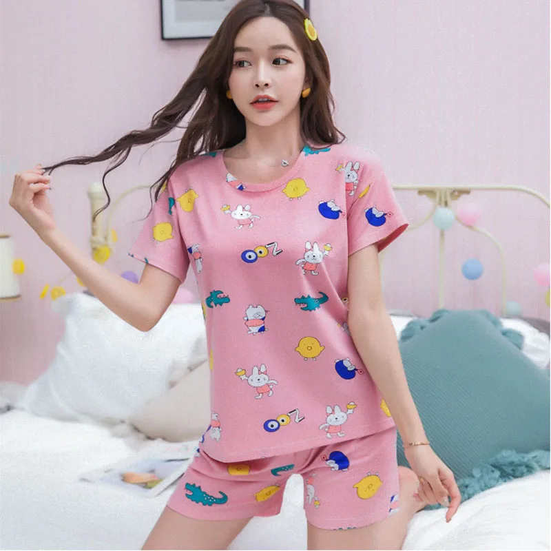 

SLPBELY Pajamas Set Leisure wear Women Short Pyjamas Women Sleepwear Night Suit Home Wear Women Summer Cartoon Cotton