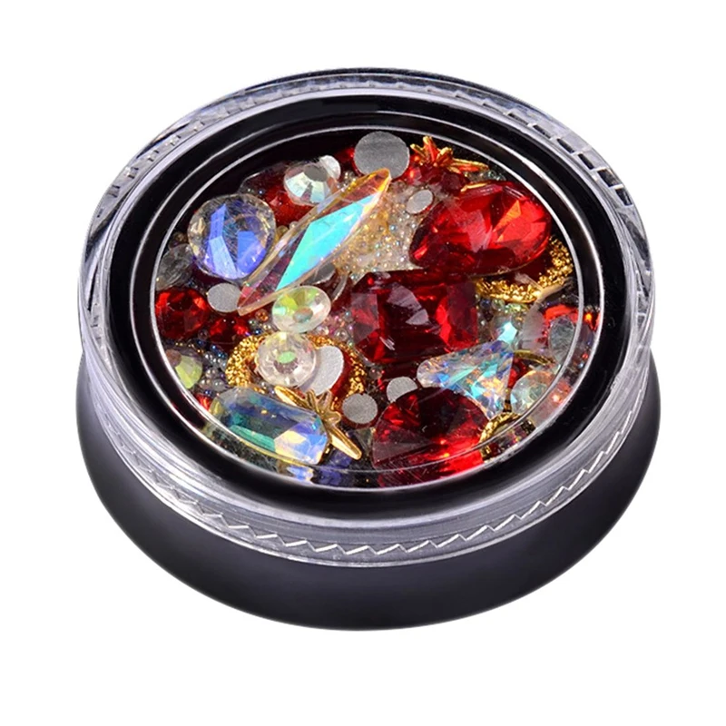 2 коробки 3D украшения для ногтей в форме наконечника прозрачный кристалл AB и 1x36 Вт