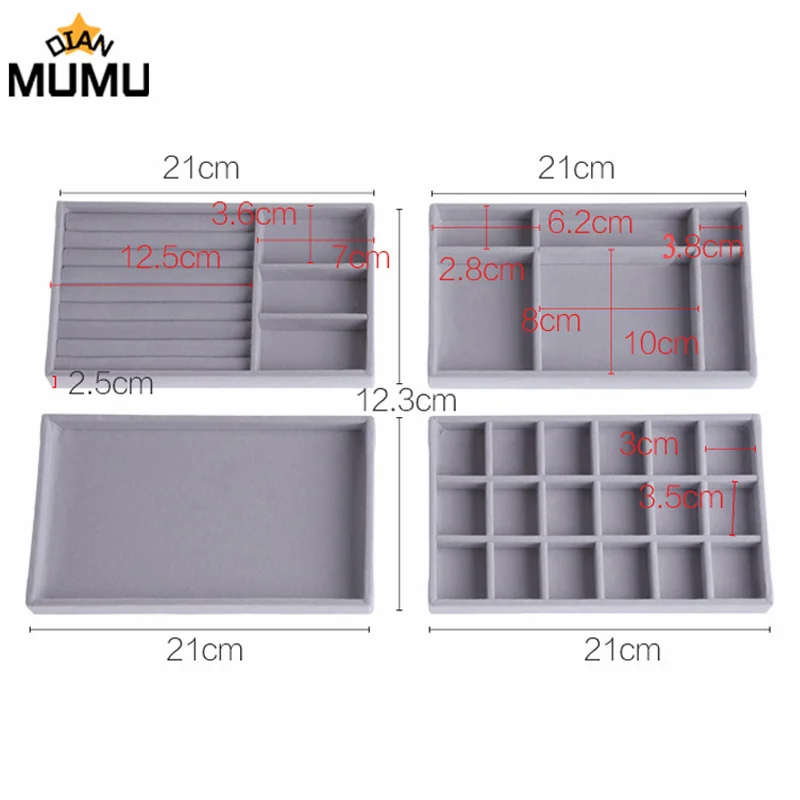 4-piece storage box velvet jewelry storage tray display ring bracelet necklace ring storage box display cabinet drawer