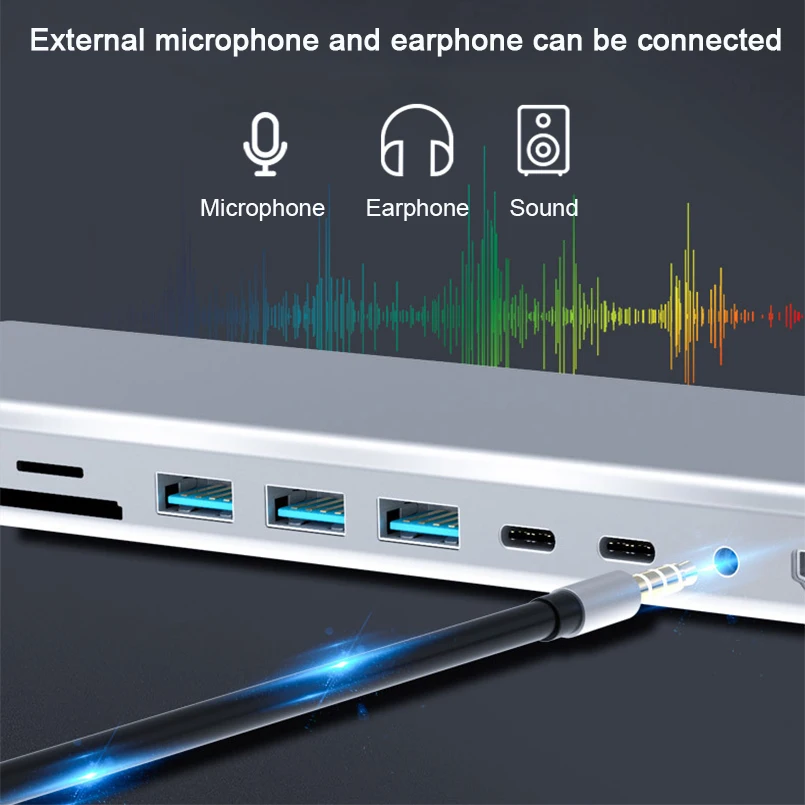 Концентратор 14 в 1 с USB 3 0 кардридером для SD/TF карт двойным HDMI 4K RJ45 VGA C концентратор