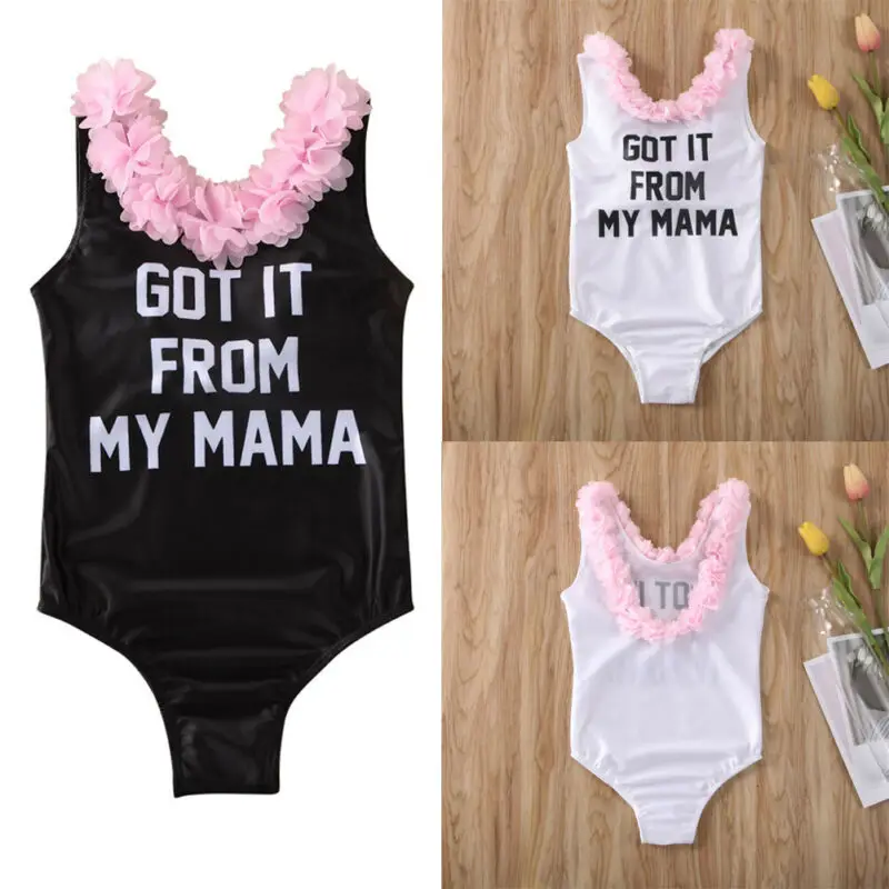 Новинка детский цельный купальник для девочек с буквенным принтом кружевными