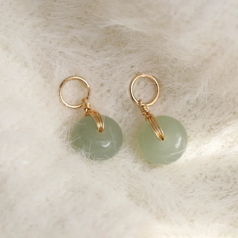 

Gorgeous 14k Gold Natural Green Jade Drop Earrings for Women Wedding Bridal Engagement Party Dainty Earring Female Jewelry