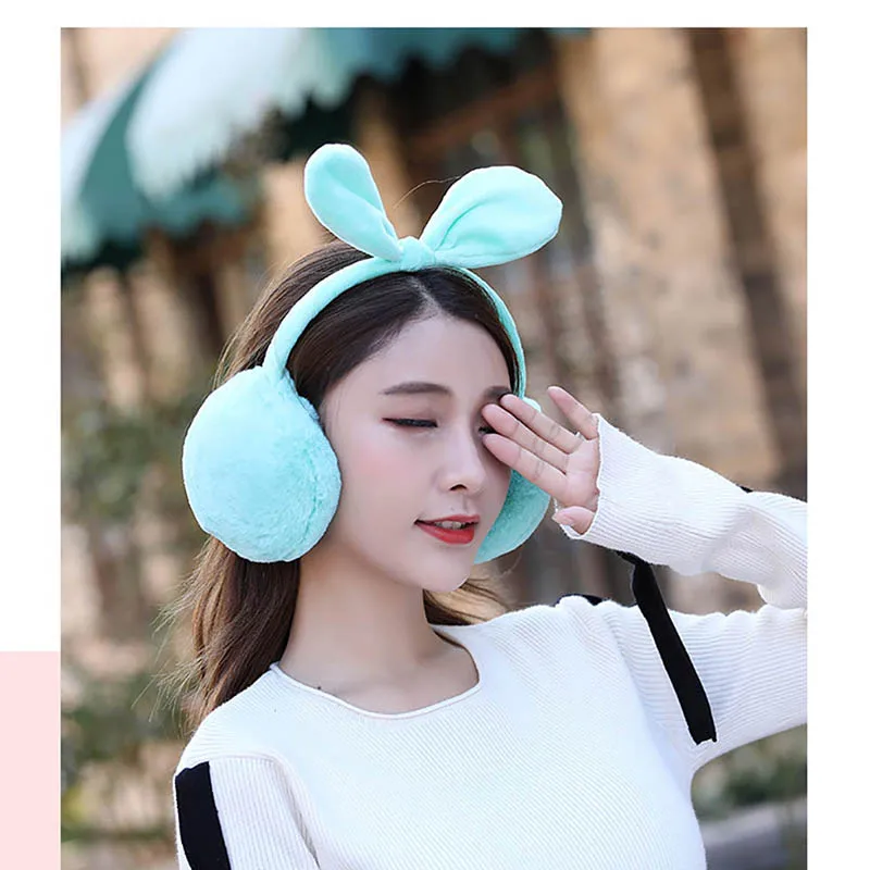 Calymel меховые наушники с кроличьими ушками зимние теплые удобные для женщин