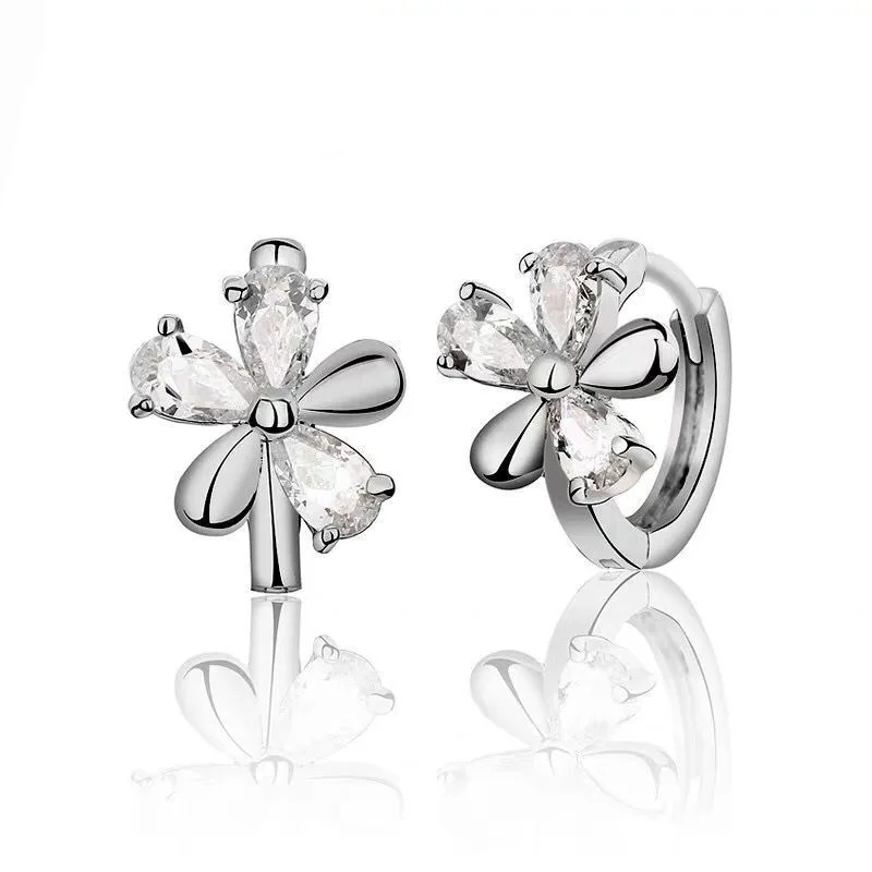 Begirl Temperament Pin Flowers Earrings Simple Fashion Crystal Five Leaf for women Factory Wholesale | Украшения и аксессуары