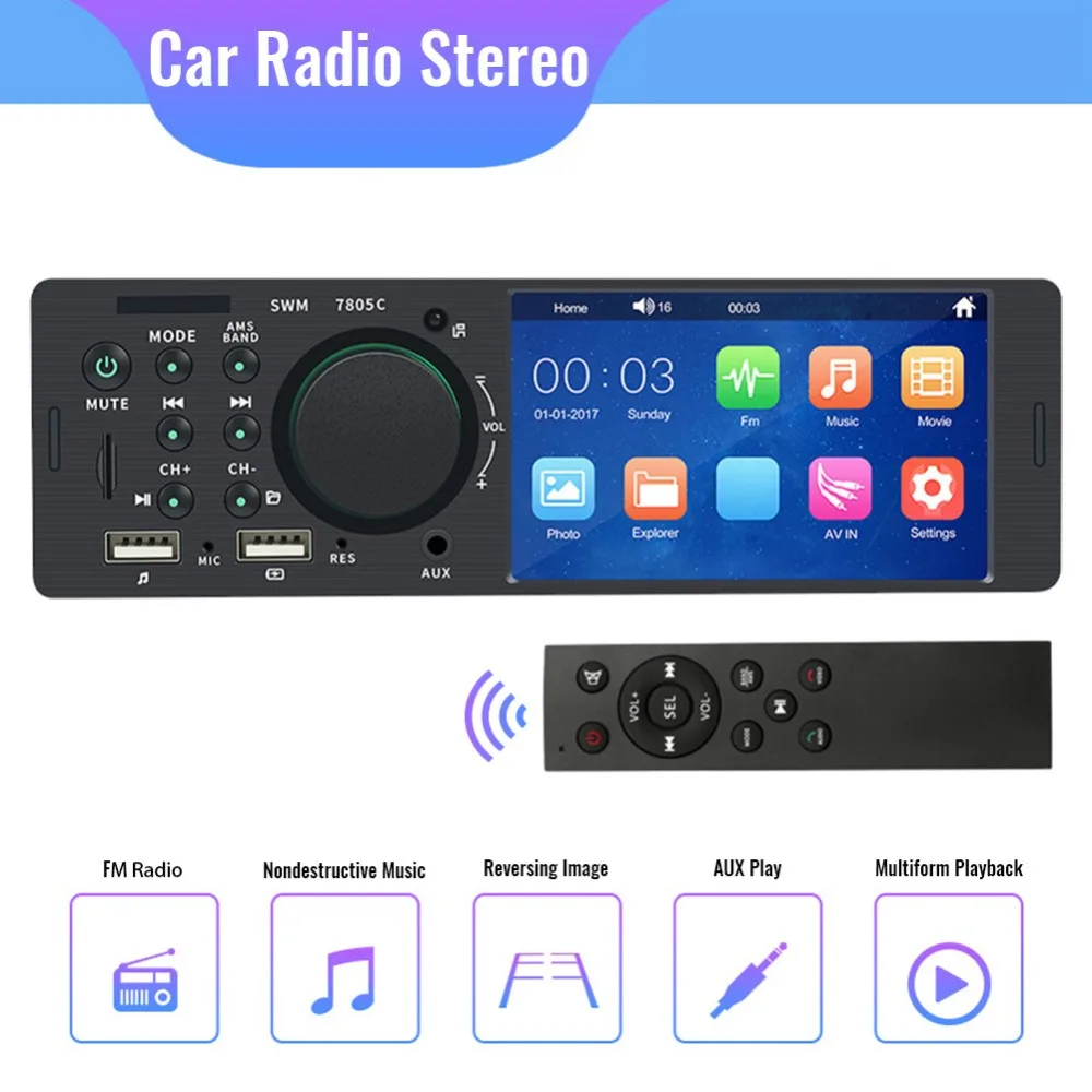 4,1 дюймов HD Автомобильный DAB+ Радио Стерео FM AM WMA Bluetooth MP5 сенсорный экран Автомобильный плеер Udisk