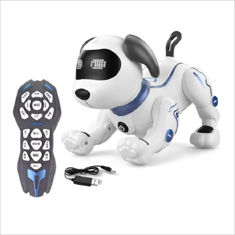 RC Electronic Robot Dog Cute cartoon pet Voice Music Song Interesting Interactive Multifunction simulation dog Toys For children | Игрушки и