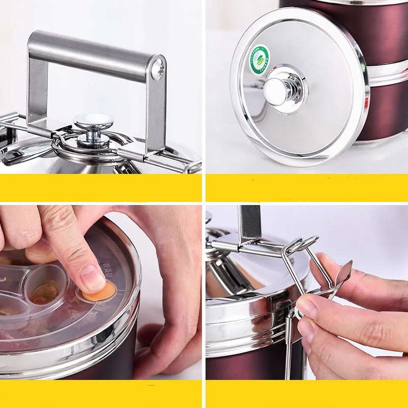 

Stainless Steel Vacuum Insulation Lunch Box Multi-layer Insulation Barrel Sealed Leak-proof Student Office Worker with Lunch Box