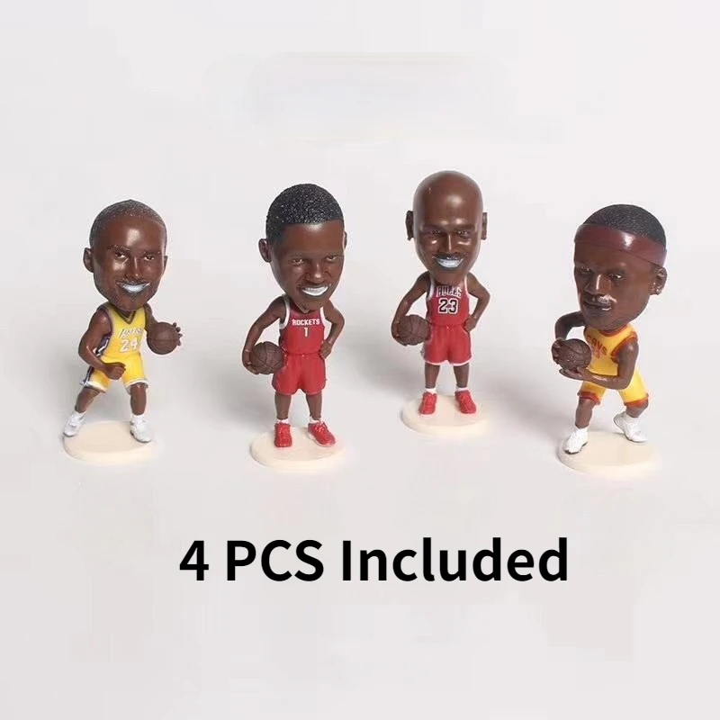 

4 PCS/Set Action Figures Model Dolls Toys for NBA Basketball Star Kobe Jordan McGrady James House Decoration Car Desk Gifts