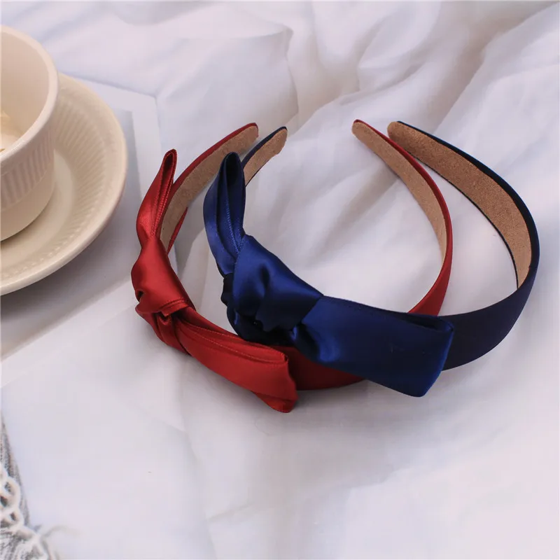 Простая гладкая повязка для волос с бантом мытья лица широкими краями модные