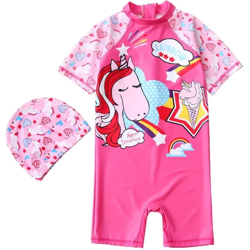 Baby Girl Tankini One Pieces Swimming Suits Children's Rainbow Bikini Girls Princess Sunscreen Suit Kids Swimwear 2021 | Мать и