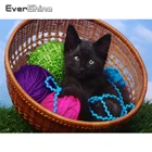 Мозаика из квадратных страз EverShine, картина с кошкой из страз, животное, вышивка крестиком, шерстяной шар, картина, ручная работа, подарок