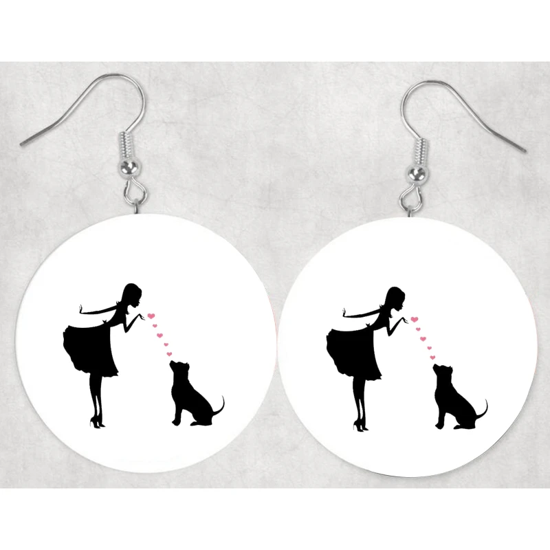 

Faux Leather Earrings Best Friends Pet Dog Paw Love Heart Teardrop Valentine's Day Gifts