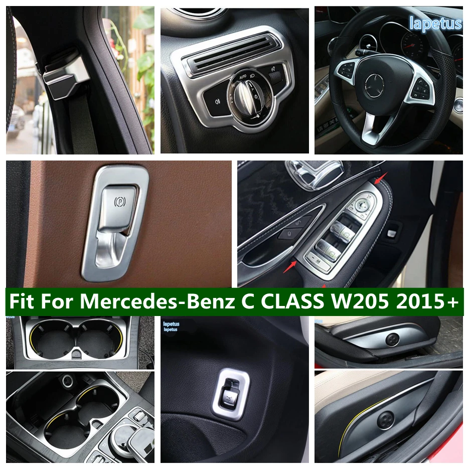 

Matte Interior Refit Kit Handbrake / Head Lamps Button / Cup Holder Panel Cover Trim For Mercedes-Benz C CLASS W205 2015 - 2021