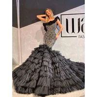 luxury mermaid elegant long prom dresses one shoulder ruffles tiered long dress women formal evening party gowns custom made