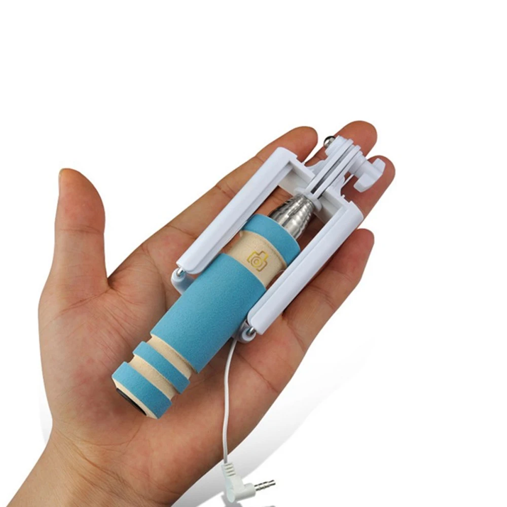 Портативный мини выдвижной ручной монопод для селфи проводной пульт