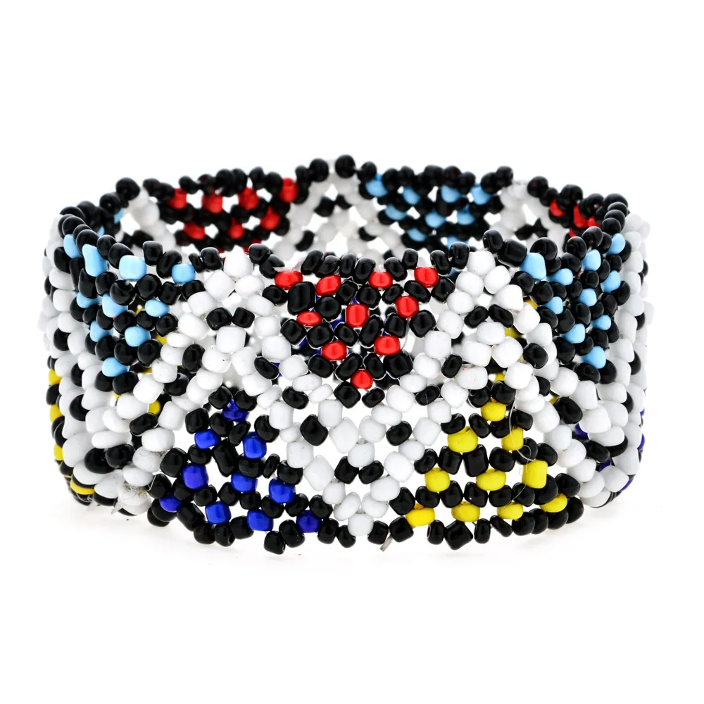 

Bohemian Colorful Elastic Wide Beaded Bracelets String Natural Multi Layer Rice Beads Wrist Charm Jewer Handmad Zigzag Bracelet
