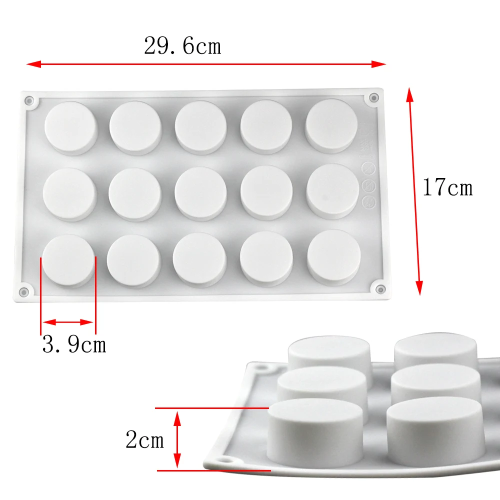 Силиконовая 3D форма 15 отверстий Форма цилиндра для торта выпечки кондитерских