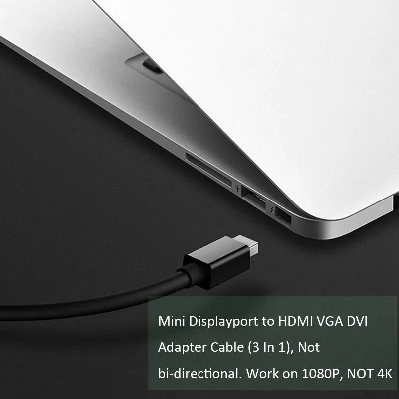 Mini Displayport MINI DP к HDMI DVI VGA Кабель-адаптер 4K 3 в 1 Thunderbolt для Macbook iMac Late 2009 Pro Mid 2010 |