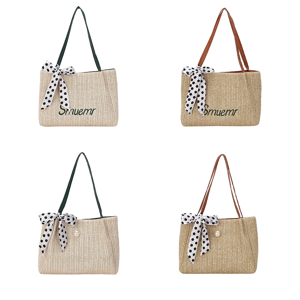 Женские сумки на плечо соломенные тканые вместительные повседневные женские