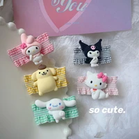 japanese fashion cartoon kawaii sanriod duckbill clip cute girl plush cinnamoroll kuromi melody side clip kitty headdress gift