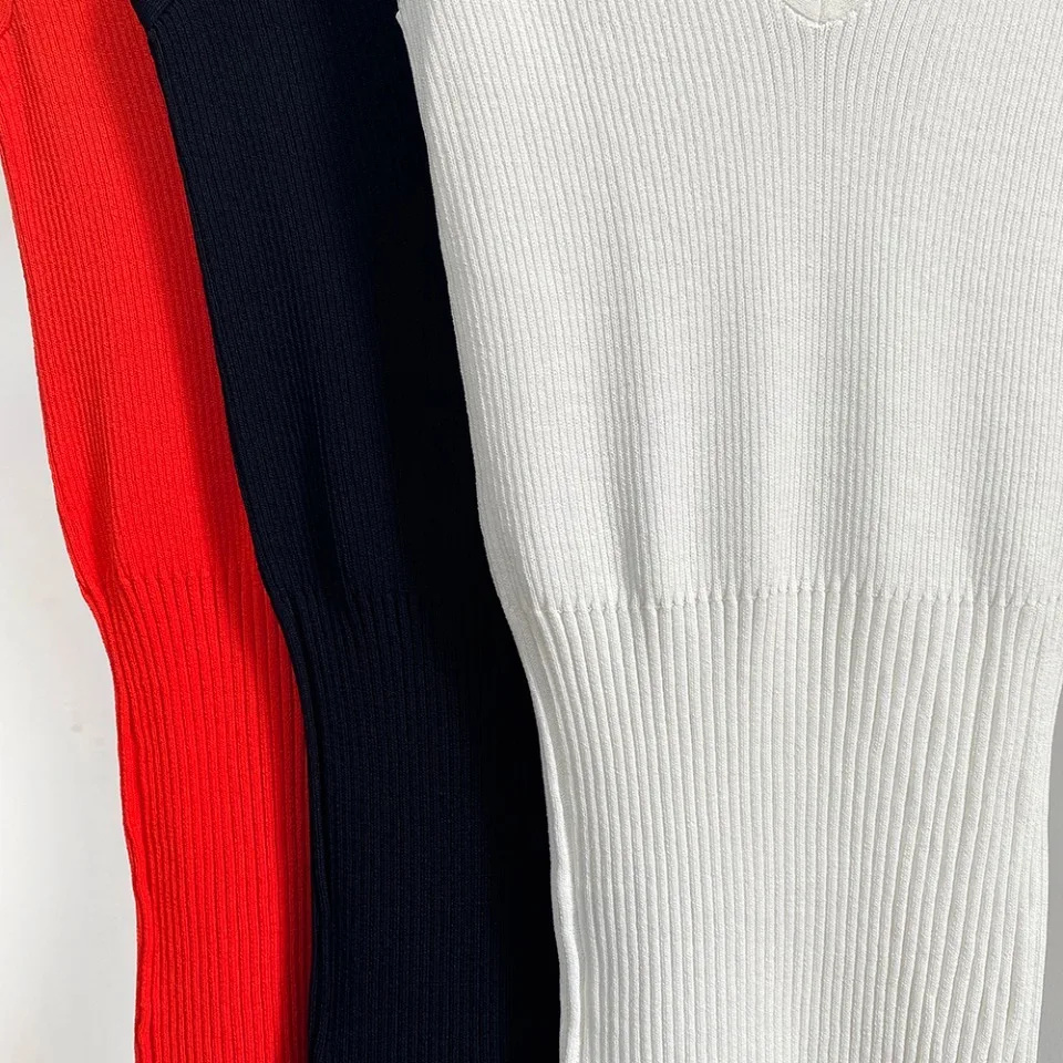 

Tanks Knit Women V-neck Pit Strip Knit Bottoming Camisole