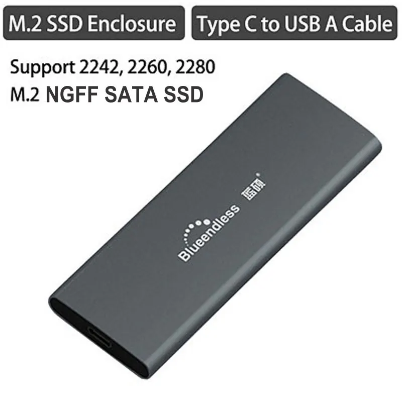 M280C-A Корпус SSD типа C для типа C поддержка 2242/2260/2280/msata M.2 чехол NGFF B Ключ слот SSD алюминиевый чехол для твердотельного диска - Цвет: M280C-A