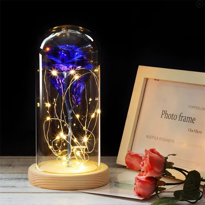 4 стиля Цвет Красавица и Чудовище красная роза в стеклянном куполе на деревянной