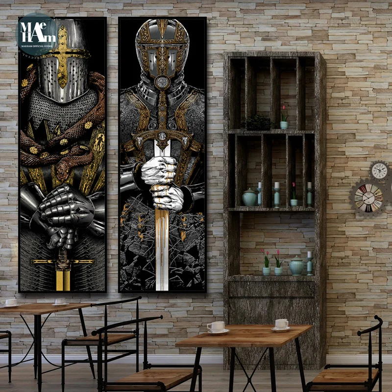 Скандинавский рыцарь Тигр Лев плакаты и принты на холсте художественная