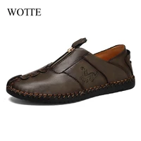 wotte men leather shoes handmade men shoes slip on loafers breathable adult mens flat shoes quality leather driving shoes 2021
