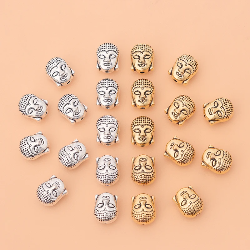 

20pcs/Lot Tibetan Silver/Gold Color 2 Sided 3D Buddha Head Spacer Beads for DIY Bracelet Jewelry Making Findings Accessories