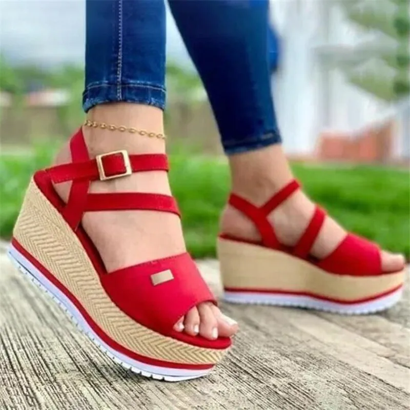 

Large size wedges sandals womens 2021 summer new fashion slides women's shoes casual breathable platform sandals women sandalias