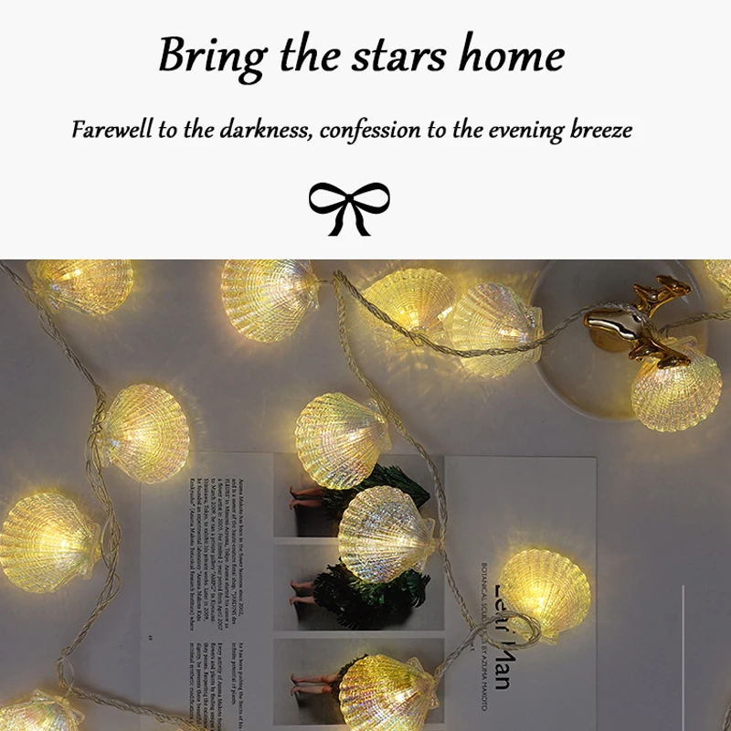 

3m led light string shell Fairy bedroom home decor light Holiday lamp Christmas Tree Wedding Indoor Decoration Battery Powered