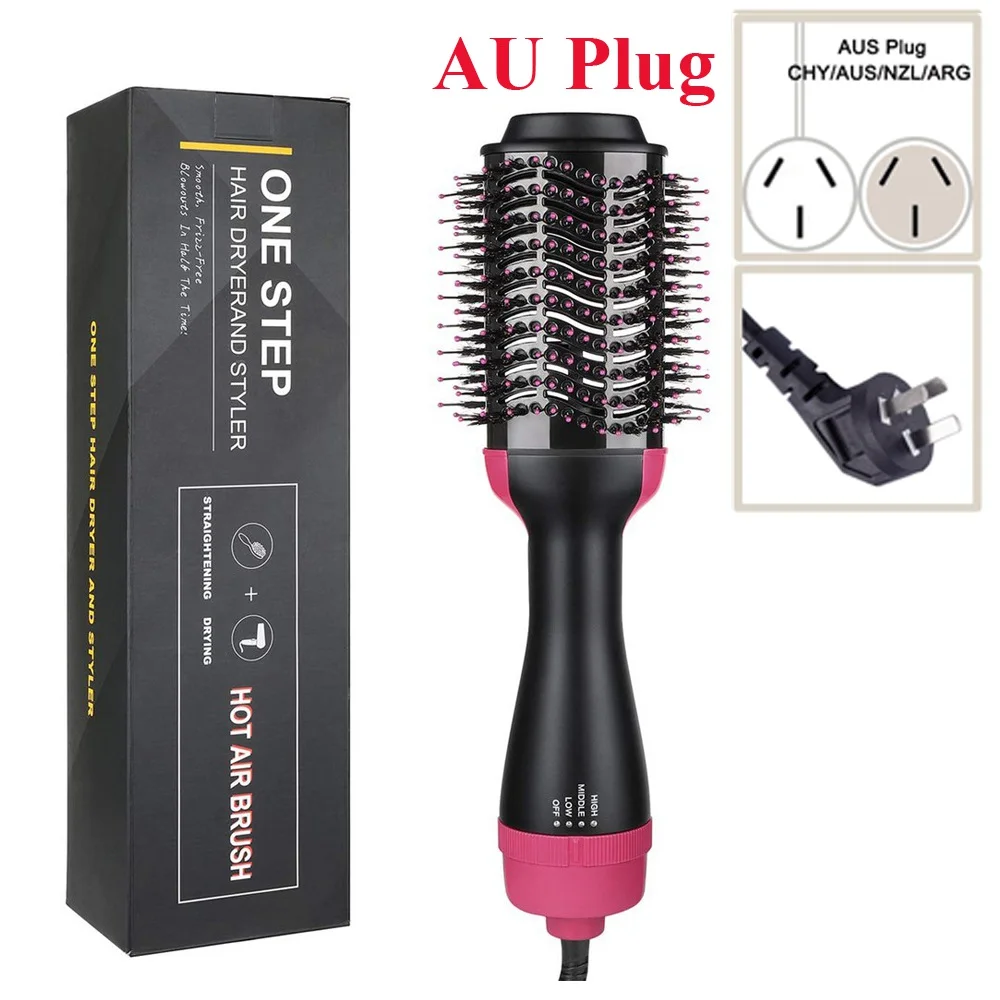 Type 2 AU Plug Профессиональная Фен-щетка 2 в 1 электрическая Фен-щетка для волос Горячая воздушная расческа для завивки волос салонная Расческа для укладки волос Прямая поставка - Цвет: Type 2 AU Plug