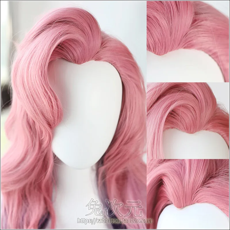 

Two Types Seraphine Cosplay Wig KDA Cosplay Loose Wave Straight Pink Mixed Purple Wigs Heat Resistant Synthetic Hair Halloween