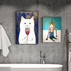 Настенные плакаты с рисунком кота в японском стиле, забавные картины маслом на холсте для гостиной, детской комнаты, домашнего декора