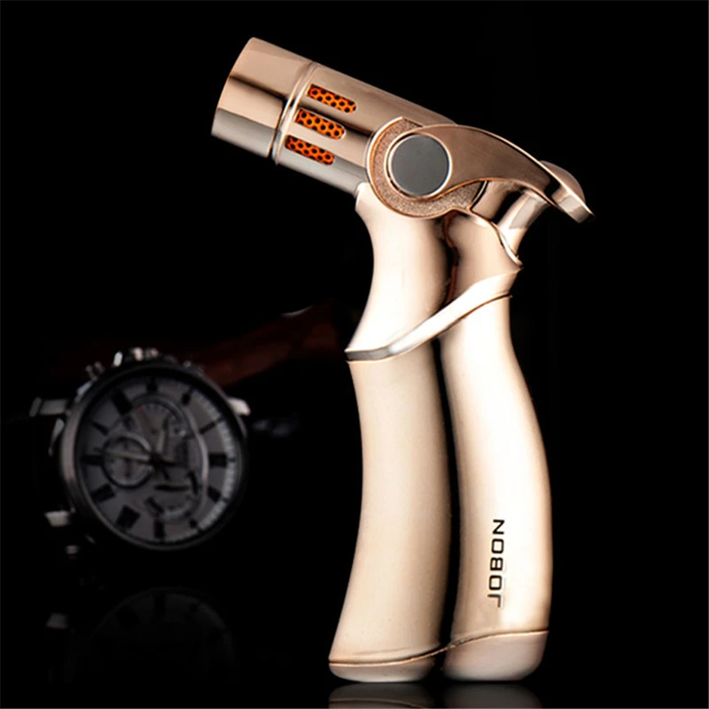 

JOBON Windproof Spray Gun Jet Torch Lighter Turbo Gas Four Nozzles BBQ Refillable Gas Butane Cigar Cigarettes Pipe Lighter