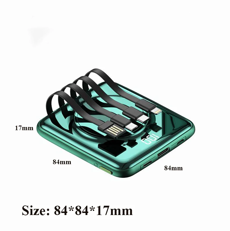 20000mah wireless power bank built in cable portable charger mini powerbank for iphone 12 pro 11 xr samsung s20 xiaomi poverbank free global shipping