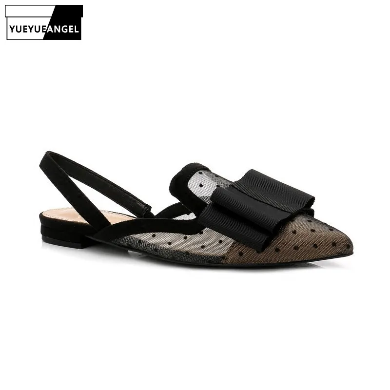 Chaussures femme коллекция 2020 года сетчатая Женская обувь в горошек с большим бантом