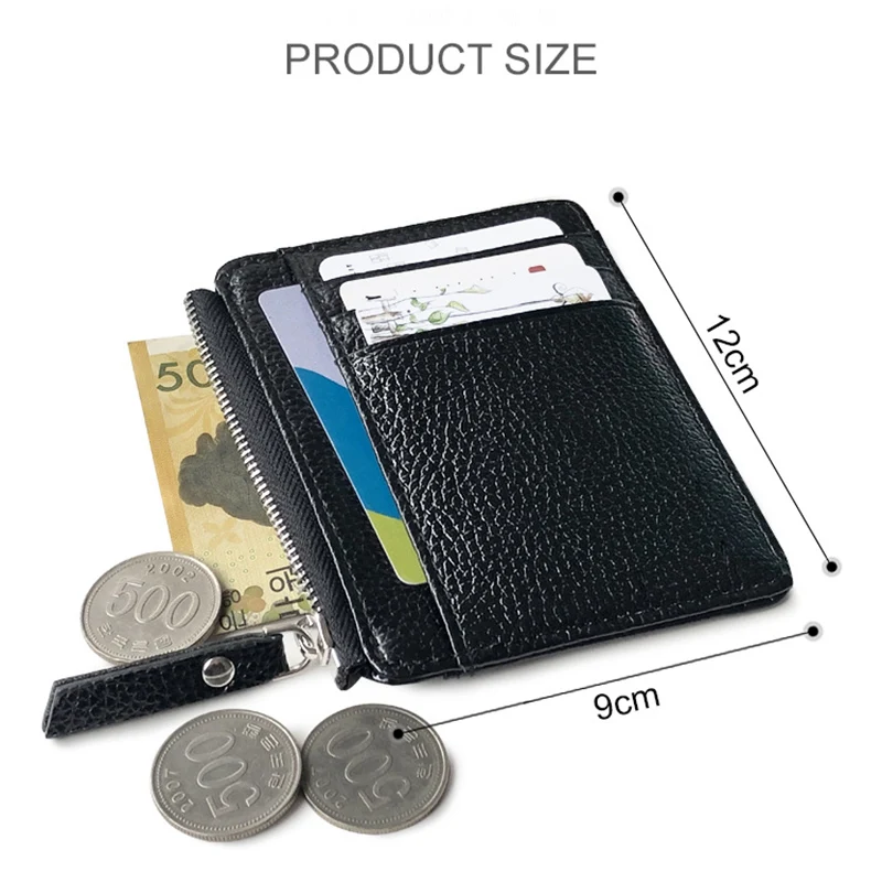 

Men Wallet Solid Color Textured PU Zipper Card Holder Mini Coin Purse J55