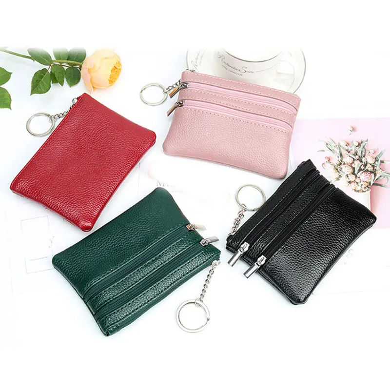 

Lychee Pattern Hand Bag Zipper Key Case Short Card Case Coin Purse Western Style Solid Color Stylish Lychee Pattern Coin Purse