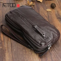 aetoo vintage leather handbag first layer leather long wallet multi card multi function business clutch