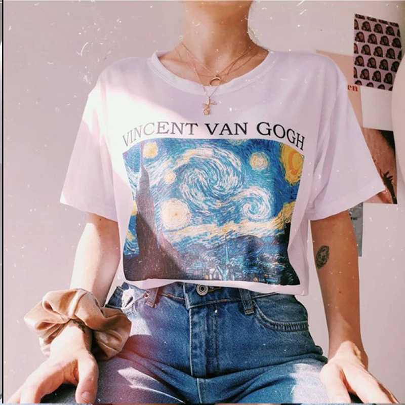 

Michelangelo Aesthetic Harajuku Tshirt White Letter Print Graphic T Shirts Women Vintage Casual Fashion Anime Tops 2021 Summer