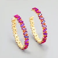 jijiawenhua new trend multicolor rhinestone womens hoop earrings dinner party fashion statement jewelry accessories
