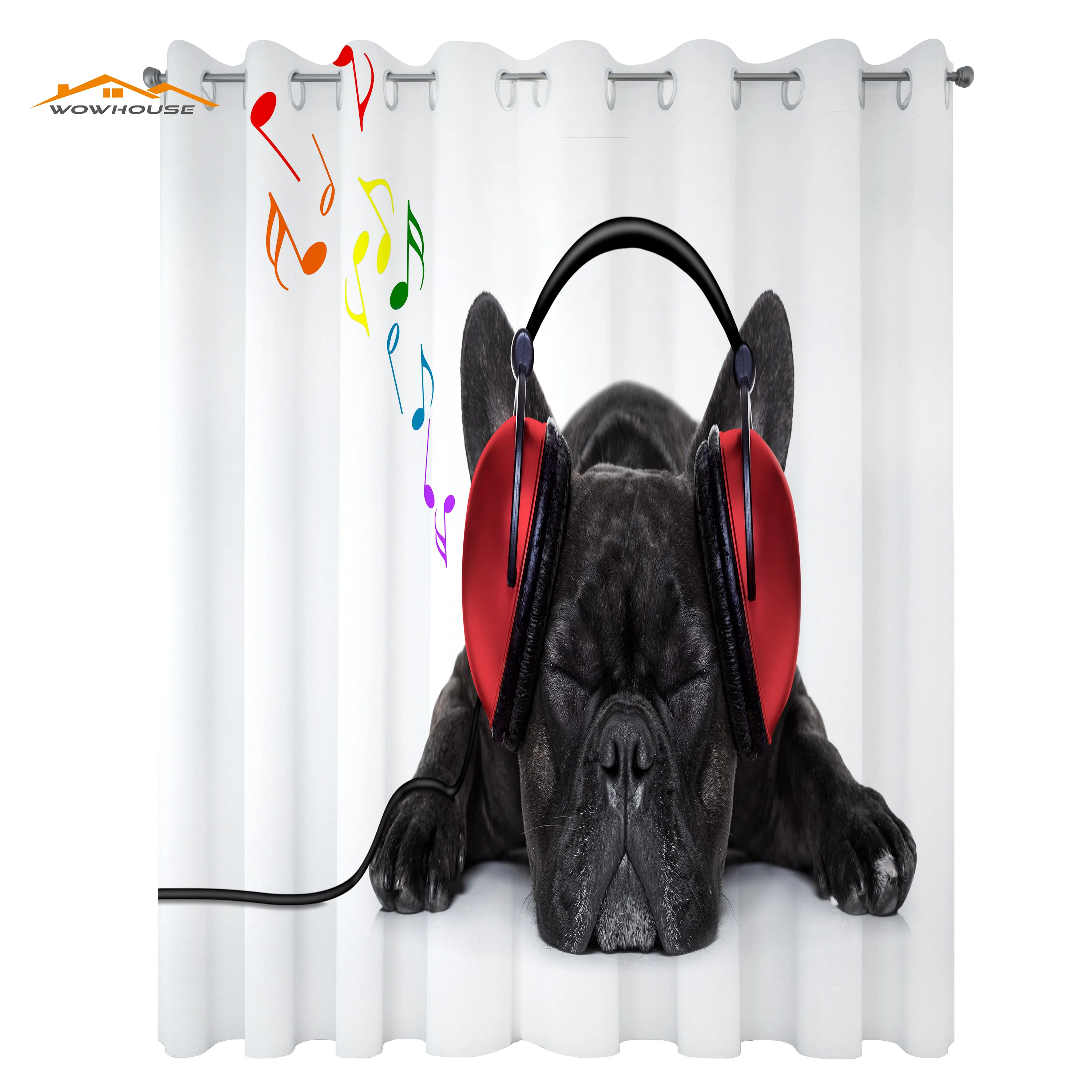 Занавески для любителей собак гардины с наушниками прослушивания музыки отдыха