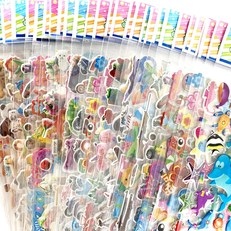 Pegatinas 3D hinchables para ni&ntilde;os, decoraci&oacute;n para &aacute;lbum de recortes, port&aacute;til, tel&eacute;fono m&oacute;vil, regalo de cumplea&ntilde;os, 12 hojas por paquete-0